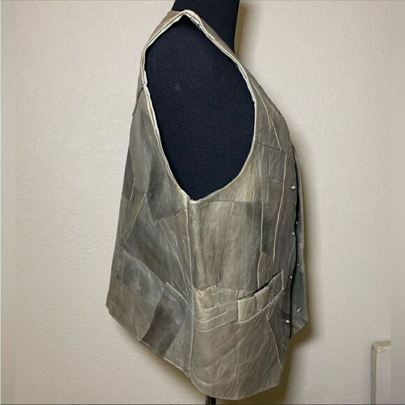 One of a kind Leather Patch Vest - Picture 10 of 12